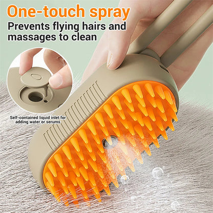 Steam Brush "Steamy" for Cats and Dogs - 3 In 1 Electric Spray